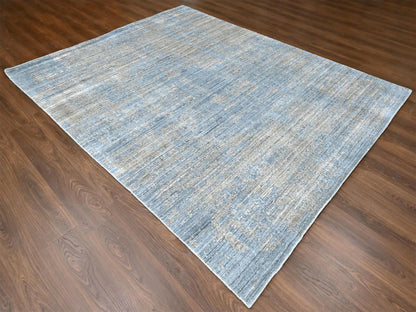Modern / Contemporary hand-knotted wool/silk rug in Gray, 8' x 9'11" — SKU O010286 (view 3)