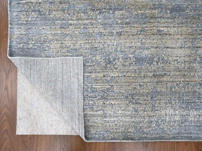 Modern / Contemporary hand-knotted wool/silk rug in Gray, 8' x 9'11" — SKU O010286 (view 4)