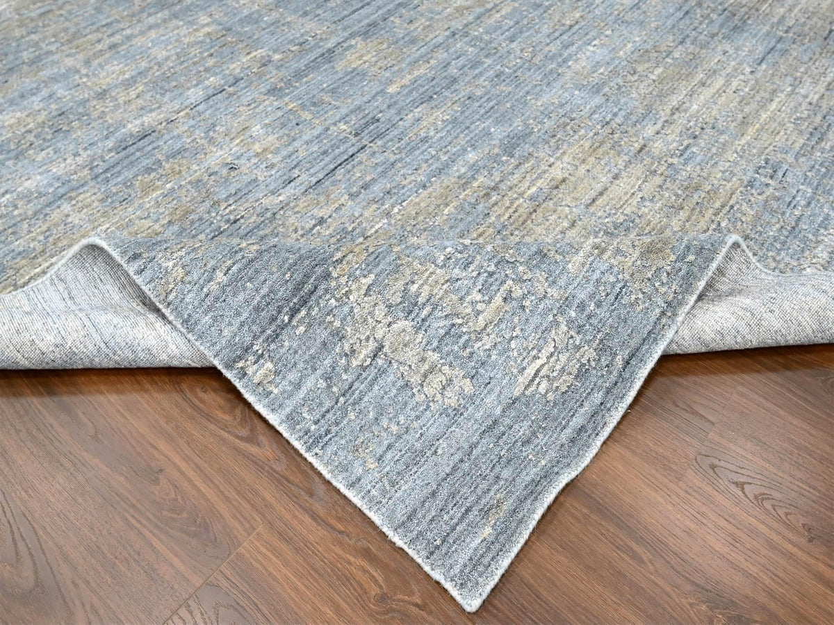 Modern / Contemporary hand-knotted wool/silk rug in Gray, 8' x 9'11" — SKU O010286 (view 6)