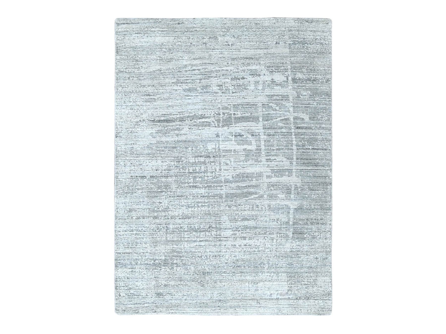 Modern / Contemporary hand-knotted wool/silk rug in Gray, 4'2" x 6' — SKU O010289