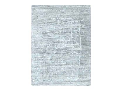Modern / Contemporary hand-knotted wool/silk rug in Gray, 4'2" x 6' — SKU O010289