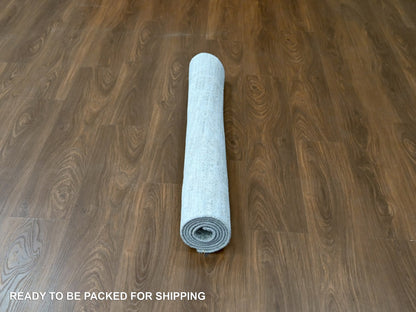 Modern / Contemporary hand-knotted wool/silk rug in Gray, 4'2" x 6' — SKU O010289 (view 6)