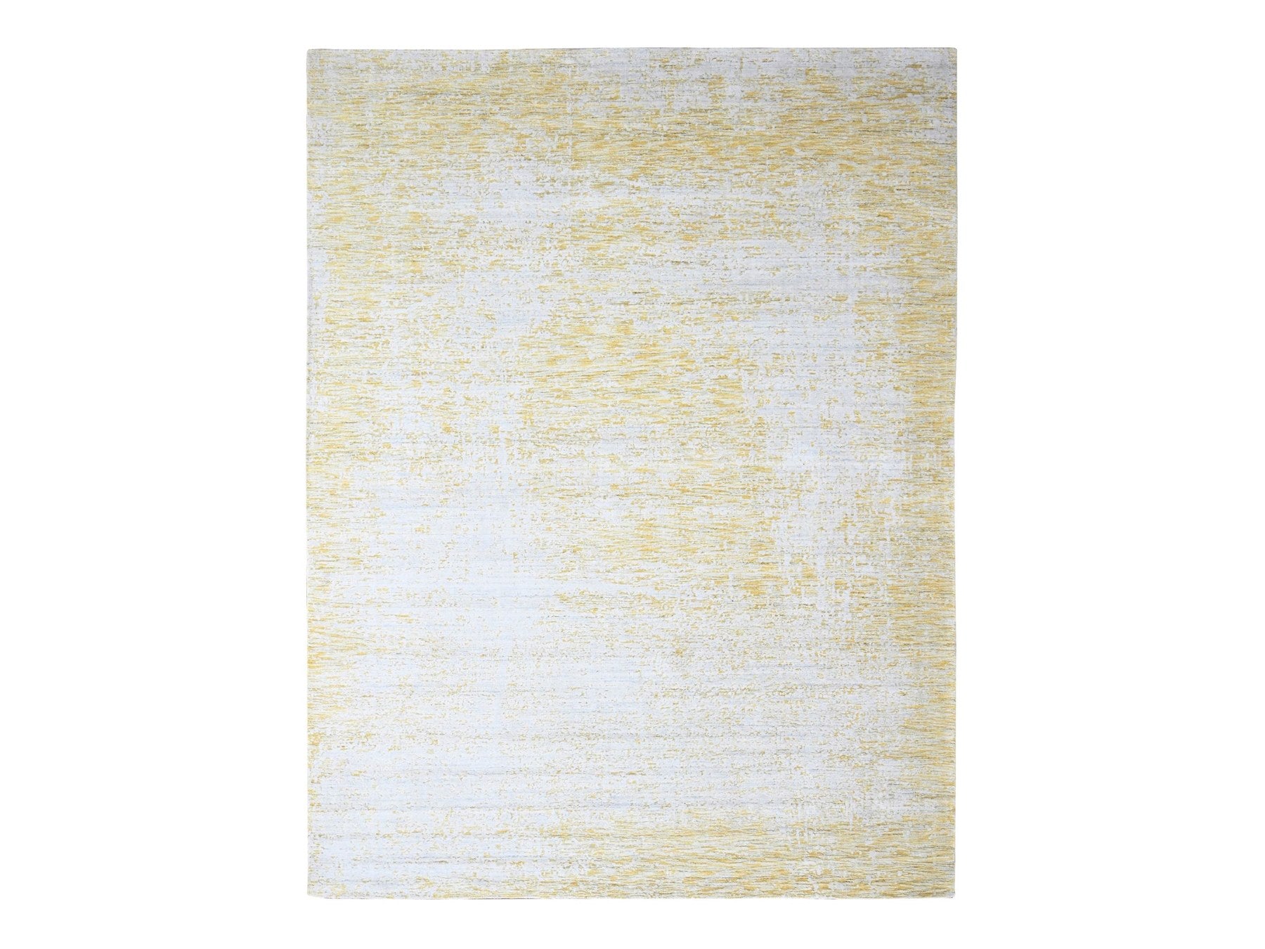 Modern / Contemporary hand-knotted wool/silk rug in Yellow, 9'10" x 13'10" — SKU O010291