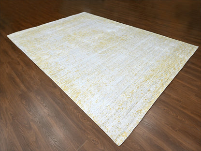Modern / Contemporary hand-knotted wool/silk rug in Yellow, 9'10" x 13'10" — SKU O010291 (view 3)