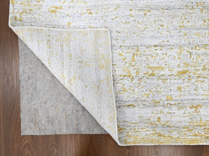Modern / Contemporary hand-knotted wool/silk rug in Yellow, 9'10" x 13'10" — SKU O010291 (view 4)