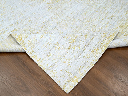 Modern / Contemporary hand-knotted wool/silk rug in Yellow, 9'10" x 13'10" — SKU O010291 (view 6)