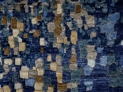 Blue 4'10" x 6'10" Modern and Contemporary Hand knotted Wool/Silk Rug - Sku: O010294