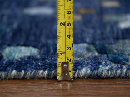 Blue 4'10" x 6'10" Modern and Contemporary Hand knotted Wool/Silk Rug - Sku: O010294