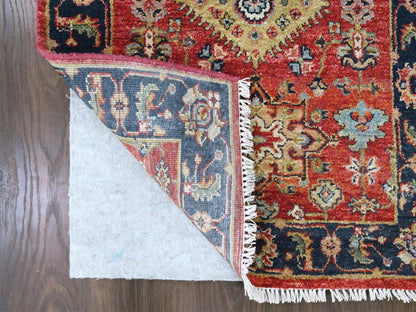 Heriz hand-knotted wool runner in Red & Navy Blue, 2'7" x 8'2" — SKU O010295 (view 3)