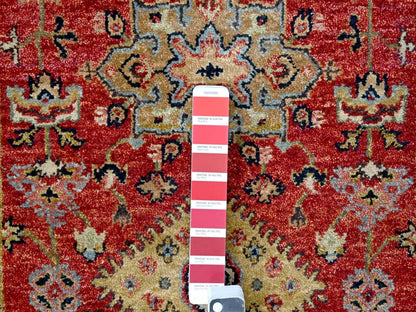 Heriz hand-knotted wool runner in Red & Navy Blue, 2'7" x 8'2" — SKU O010295 (view 4)
