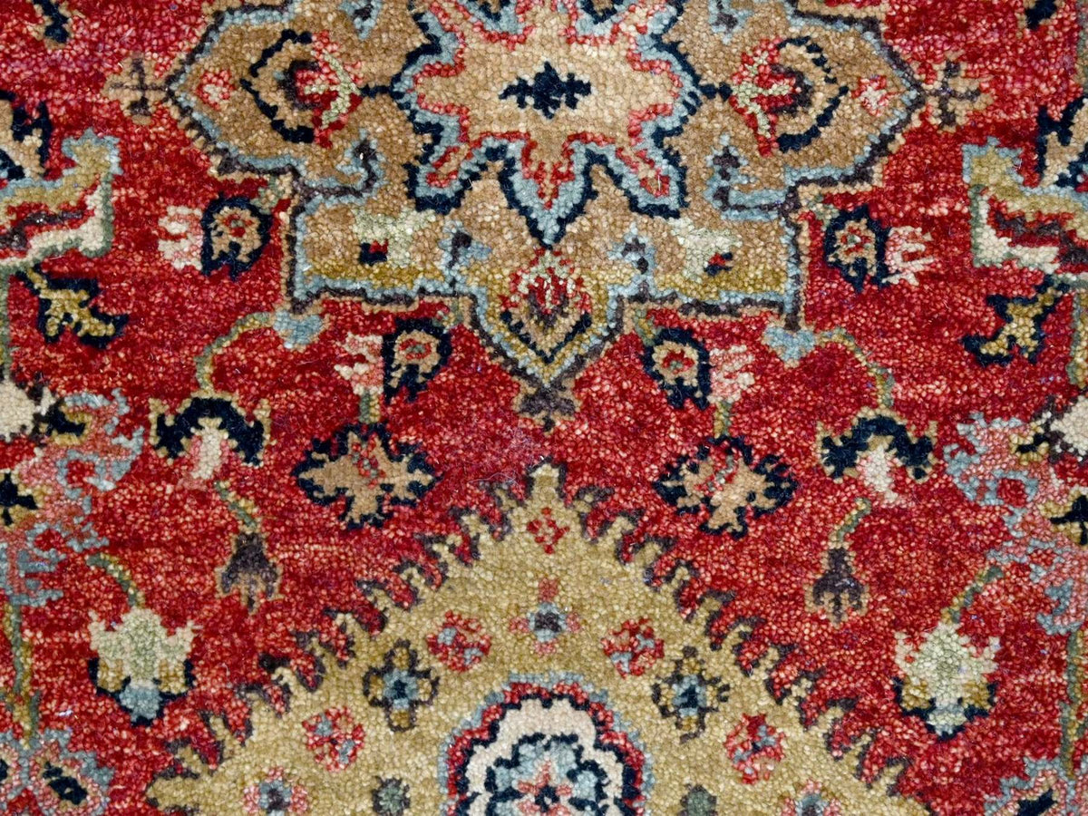 Heriz hand-knotted wool runner in Red & Navy Blue, 2'7" x 8'2" — SKU O010295 (view 5)