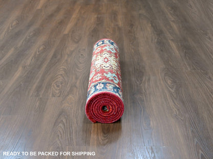 Heriz hand-knotted wool runner in Red & Navy Blue, 2'7" x 8'2" — SKU O010295 (view 6)