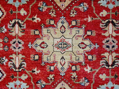 Tribal Heriz hand-knotted wool rug in Red & Navy Blue, 12' x 14'11" — SKU O010299 (view 8)