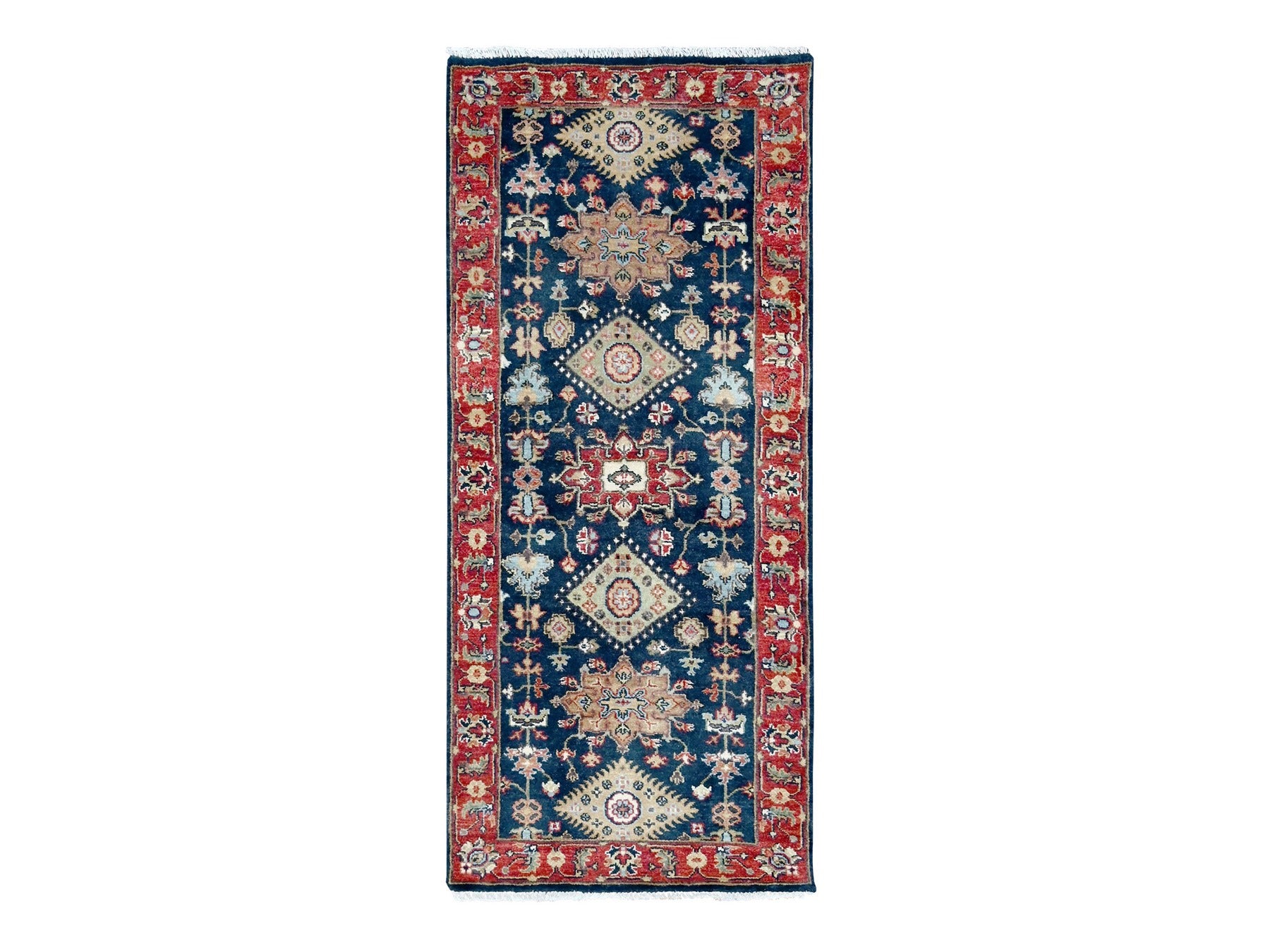 Blue 2'7" x 5'11" Heriz Hand knotted Wool Rug - Sku: O010300