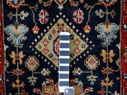 Tribal Heriz hand-knotted wool runner in Blue & Red, 2'7" x 5'11" — SKU O010300 (view 4)