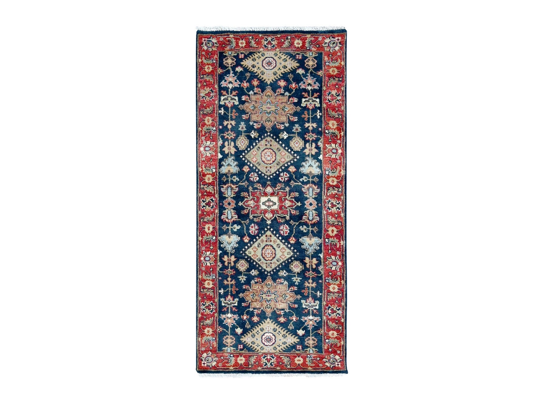 Blue 2'7" x 5'11" Heriz Hand knotted Wool Rug - Sku: O010301