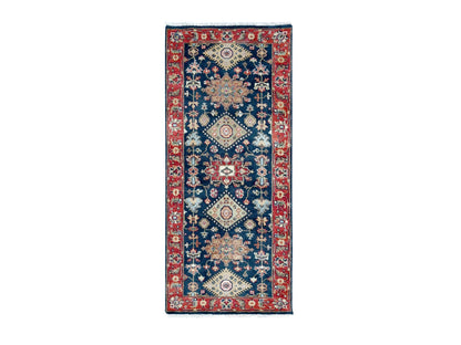 Blue 2'7" x 5'11" Heriz Hand knotted Wool Rug - Sku: O010301