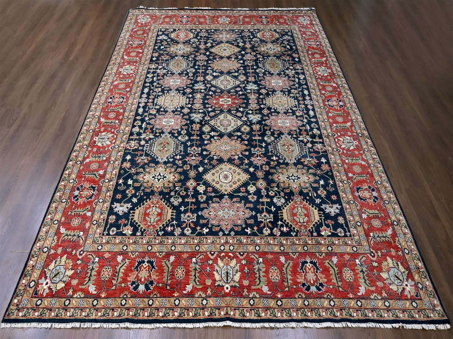 Blue 10'1" x 13'10" Heriz Hand knotted Wool Rug - Sku: O010303