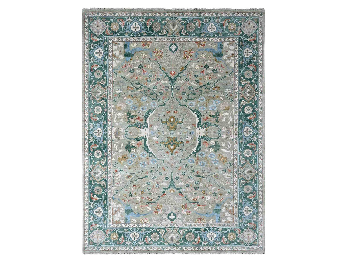 Oushak Oushak hand-knotted wool rug in Green, 9' x 11'10", SKU O010310