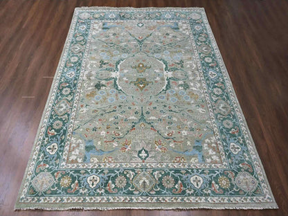 Oushak Oushak hand-knotted wool rug in Green, 9' x 11'10", SKU O010310 (view 2)