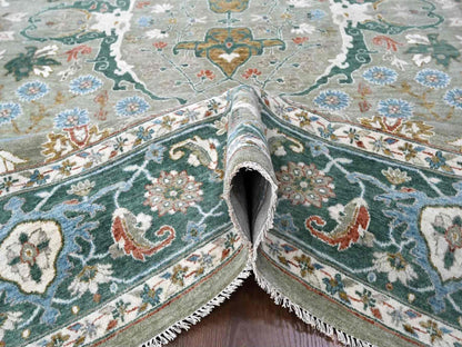 Oushak Oushak hand-knotted wool rug in Green, 9' x 11'10", SKU O010310 (view 5)