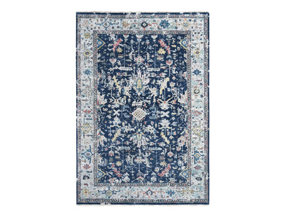 Blue 6'0" x 9'0" Heriz Hand knotted Wool Rug - Sku: O010314