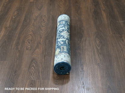 Blue 3'2" x 4'10" Heriz Hand knotted Wool Rug - Sku: O010315