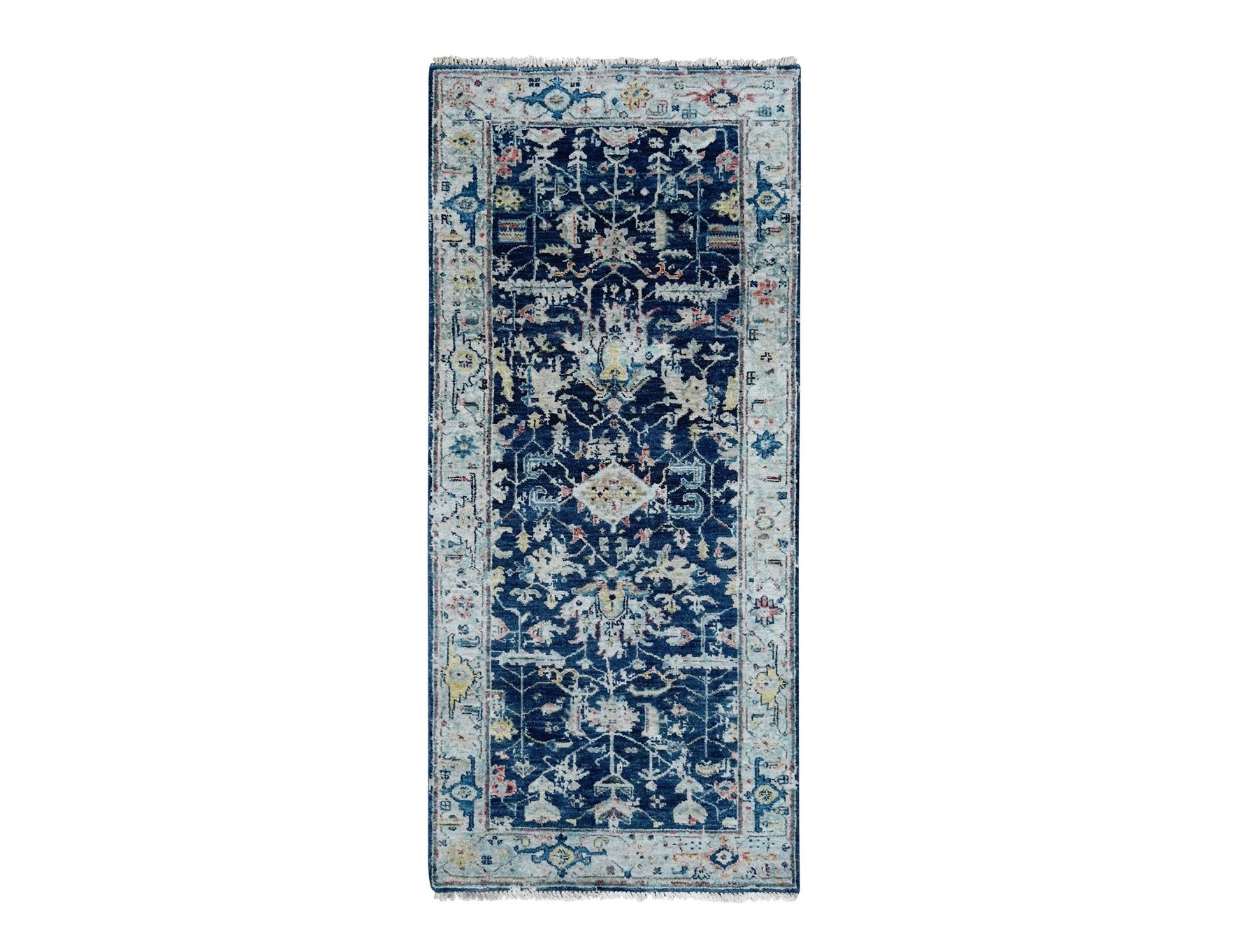 Blue 2'7" x 5'9" Heriz Hand knotted Wool Rug - Sku: O010317