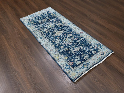 Blue 2'7" x 5'9" Heriz Hand knotted Wool Rug - Sku: O010317