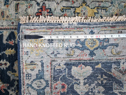 Blue 2'7" x 5'9" Heriz Hand knotted Wool Rug - Sku: O010317