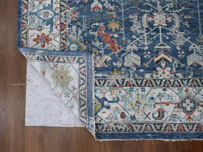 Blue 9'1" x 12'0" Heriz Hand knotted Wool Rug - Sku: O010320