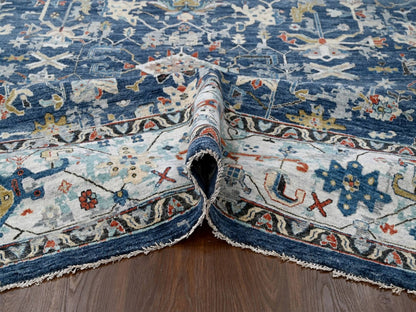 Blue 9'1" x 12'0" Heriz Hand knotted Wool Rug - Sku: O010320