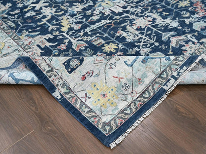 Blue 9'1" x 12'0" Heriz Hand knotted Wool Rug - Sku: O010320