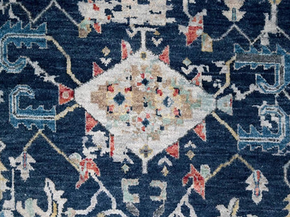 Blue 9'1" x 12'0" Heriz Hand knotted Wool Rug - Sku: O010320