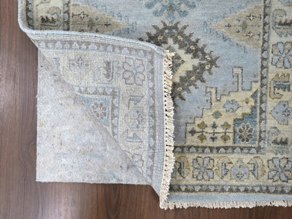 Tribal & Geometric hand-knotted wool runner in Gray & Ivory, 2'7" x 7'10" — SKU O010321 (view 3)