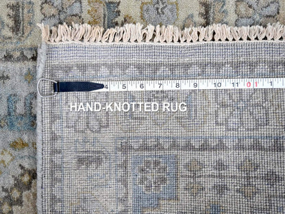 Tribal & Geometric hand-knotted wool runner in Gray & Ivory, 2'7" x 7'10" — SKU O010321 (view 8)