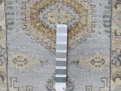Tribal & Geometric hand-knotted wool rug in Gray & Ivory, 2' x 3' — SKU O010323 (view 3)