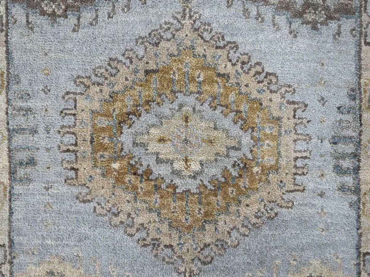 Tribal & Geometric hand-knotted wool rug in Gray & Ivory, 2' x 3' — SKU O010323 (view 4)