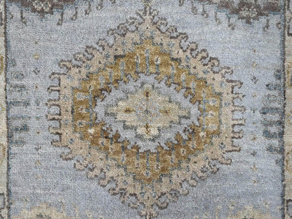 Tribal & Geometric hand-knotted wool rug in Gray & Ivory, 2' x 3' — SKU O010323 (view 4)