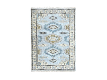 Grey 4'1" x 6'0" Tribal & Geometric Hand knotted Wool Rug - Sku: O010325