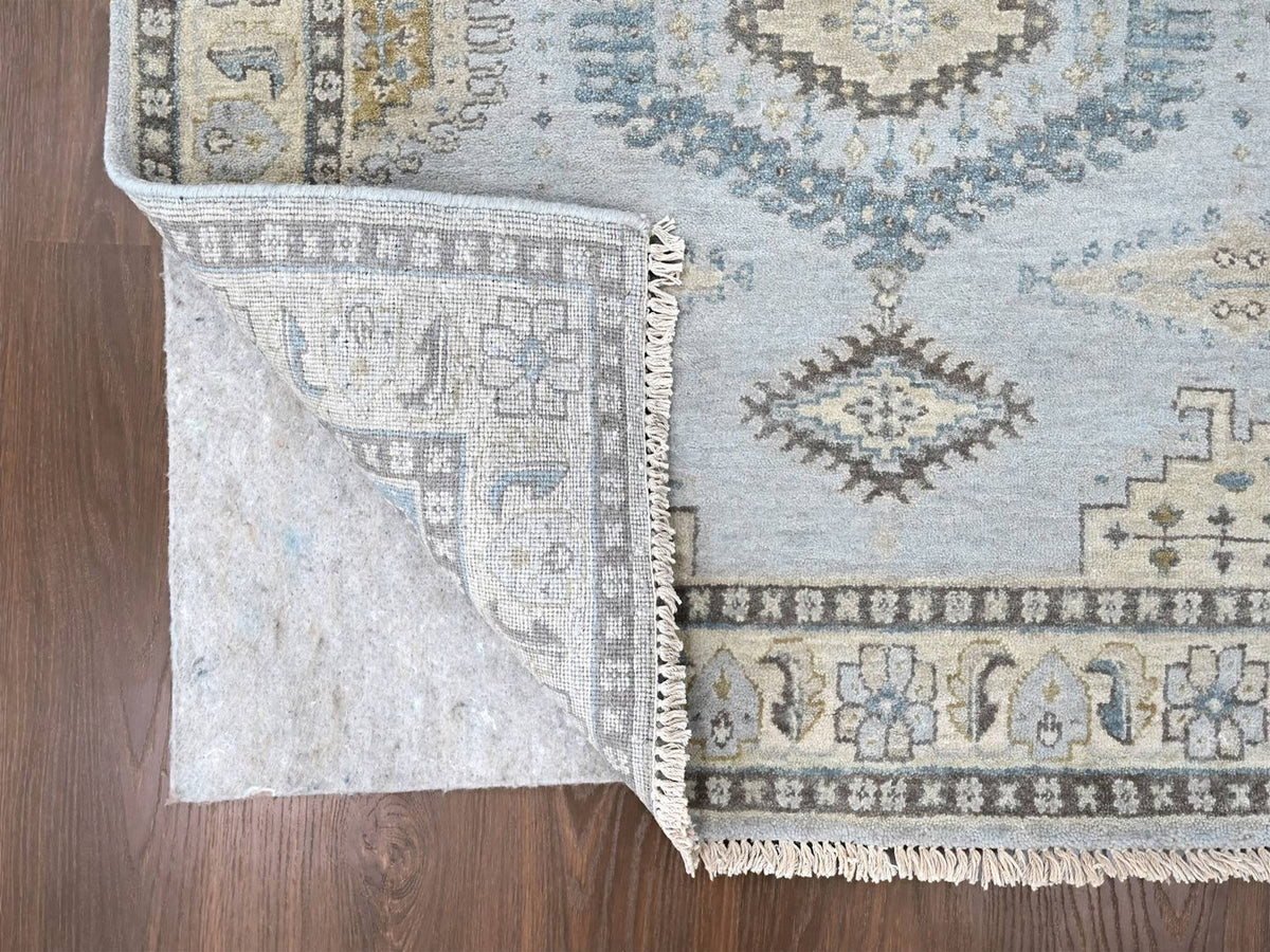 Tribal & Geometric hand-knotted wool rug in Gray & Ivory, 4'1" x 6' — SKU O010325 (view 3)