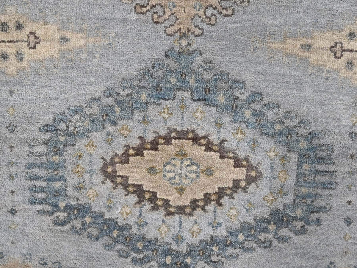 Tribal & Geometric hand-knotted wool rug in Gray & Ivory, 4'1" x 6' — SKU O010325 (view 5)