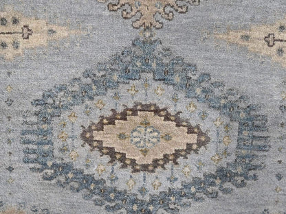 Tribal & Geometric hand-knotted wool rug in Gray & Ivory, 4'1" x 6' — SKU O010325 (view 5)