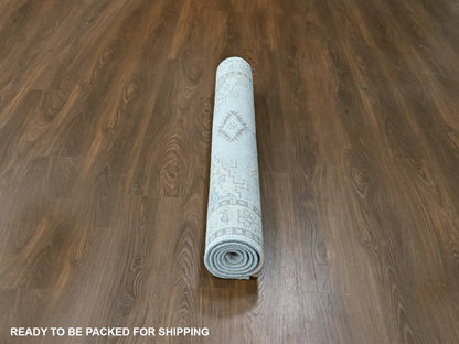 Tribal & Geometric hand-knotted wool rug in Gray & Ivory, 4'1" x 6' — SKU O010325 (view 6)