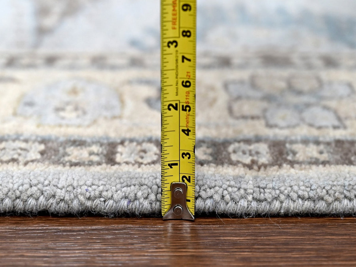 Tribal & Geometric hand-knotted wool rug in Gray & Ivory, 4'1" x 6' — SKU O010325 (view 7)