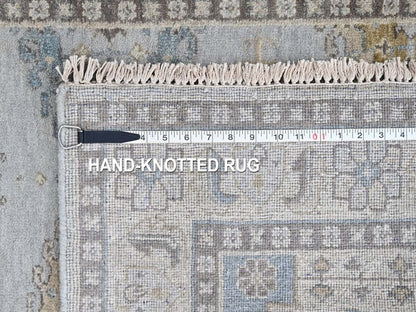 Grey 4'1" x 6'0" Tribal & Geometric Hand knotted Wool Rug - Sku: O010325
