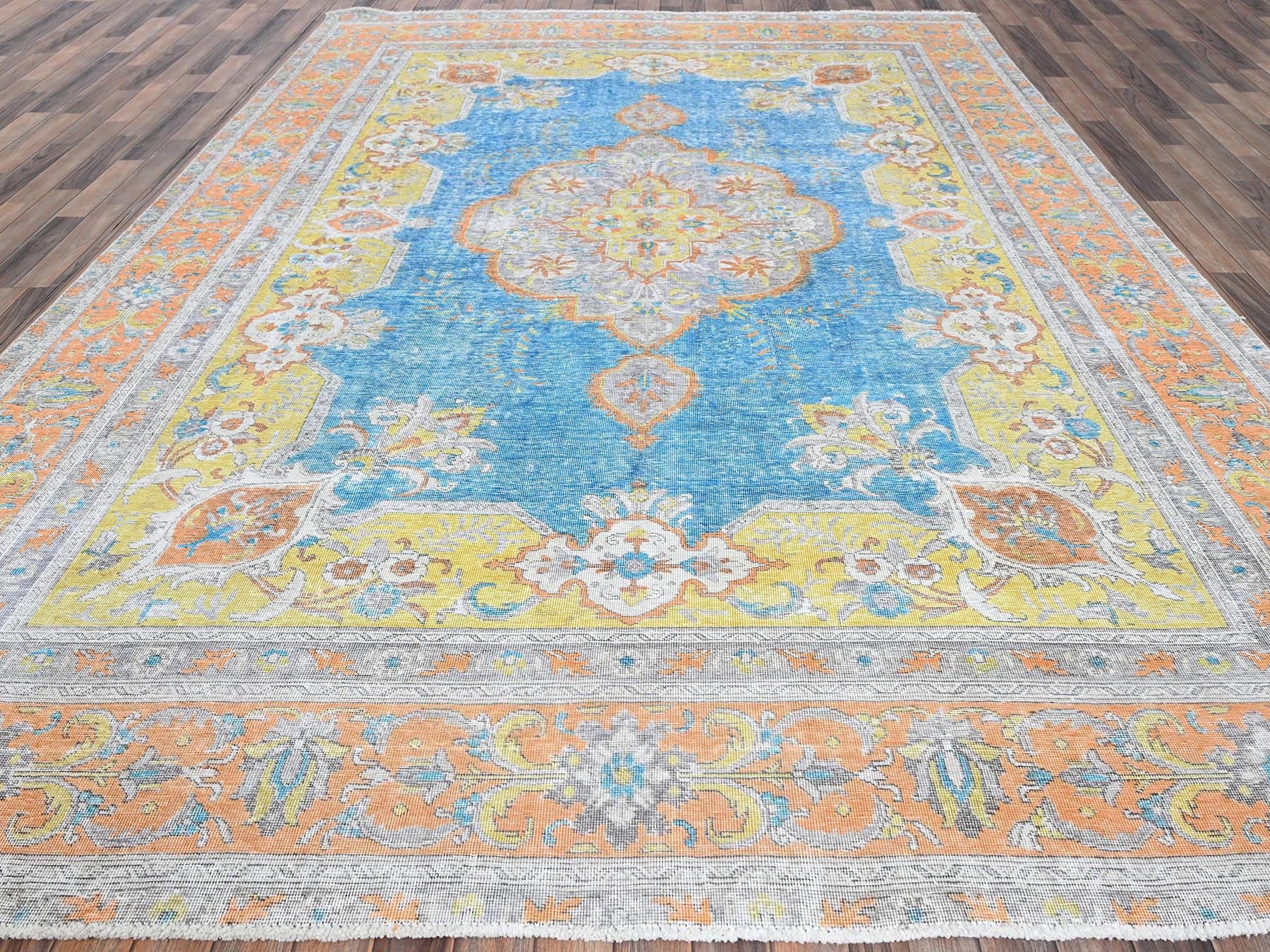 Blue 9'2" x 12'1" Vintage Hand knotted Wool Rug - Sku: O01032