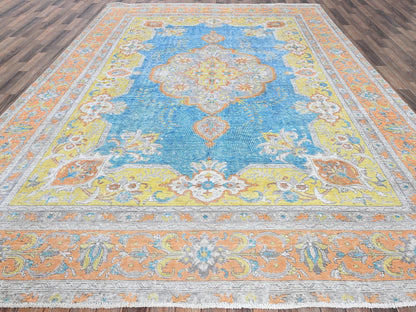 Blue 9'2" x 12'1" Vintage Hand knotted Wool Rug - Sku: O01032