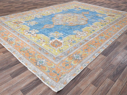 Blue 9'2" x 12'1" Vintage Hand knotted Wool Rug - Sku: O01032