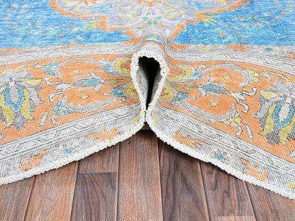 Blue 9'2" x 12'1" Vintage Hand knotted Wool Rug - Sku: O01032
